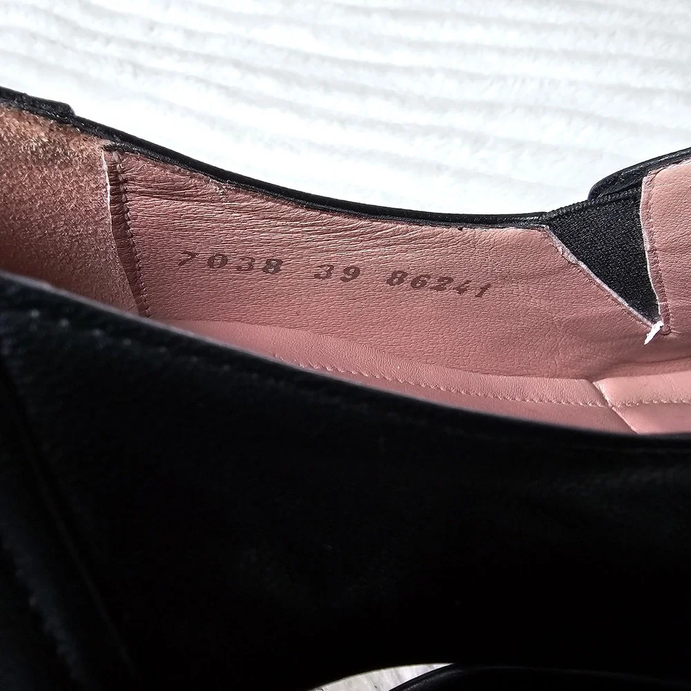 BeautiFeel Black Leather‎ Slip On Kitten Heel Pumps Shoes Office Career Luxury